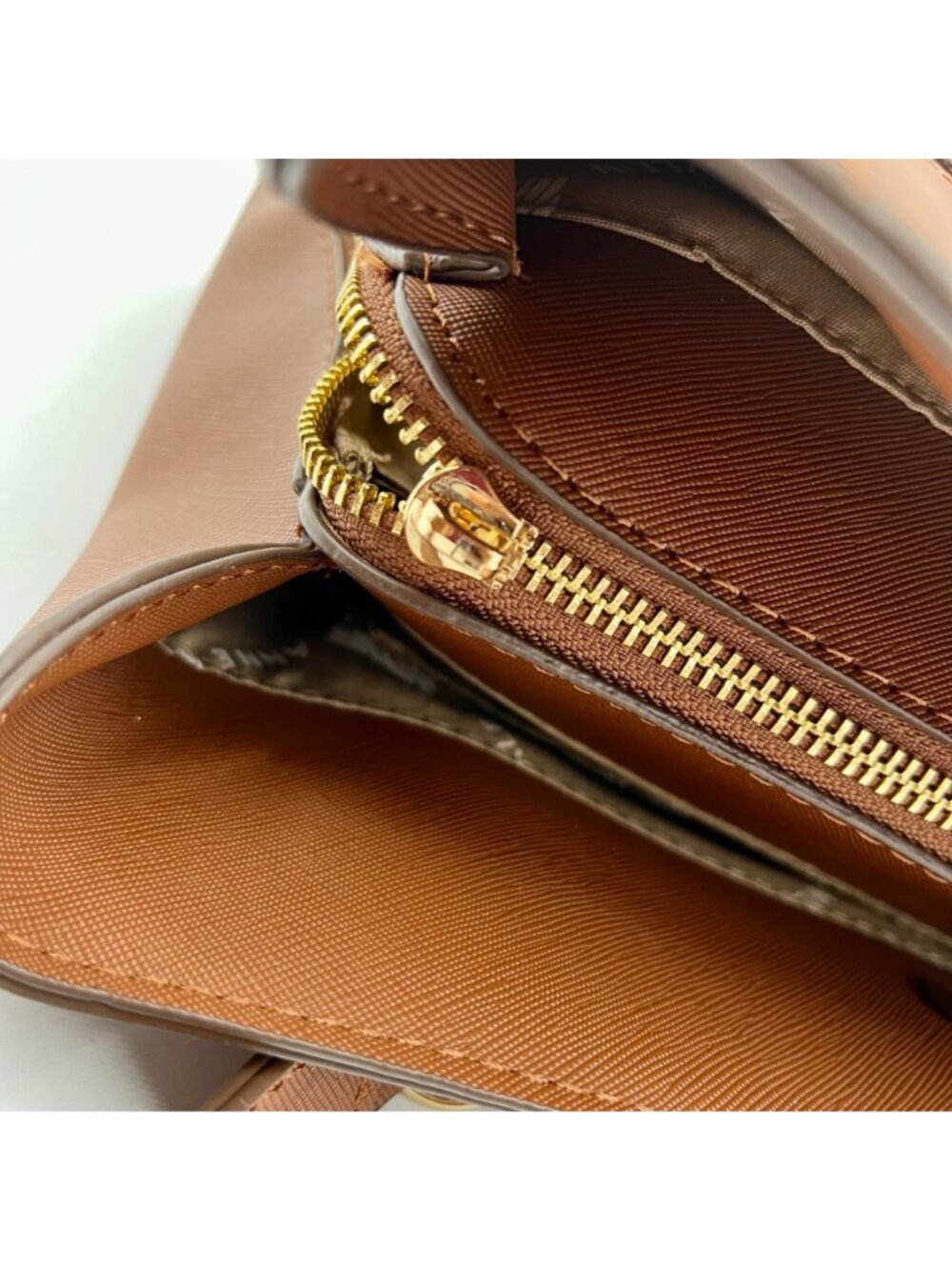 Anne Klein Brown Faux Leather Medium Triple Compartment Satchel Bag - Picture 11 of 12